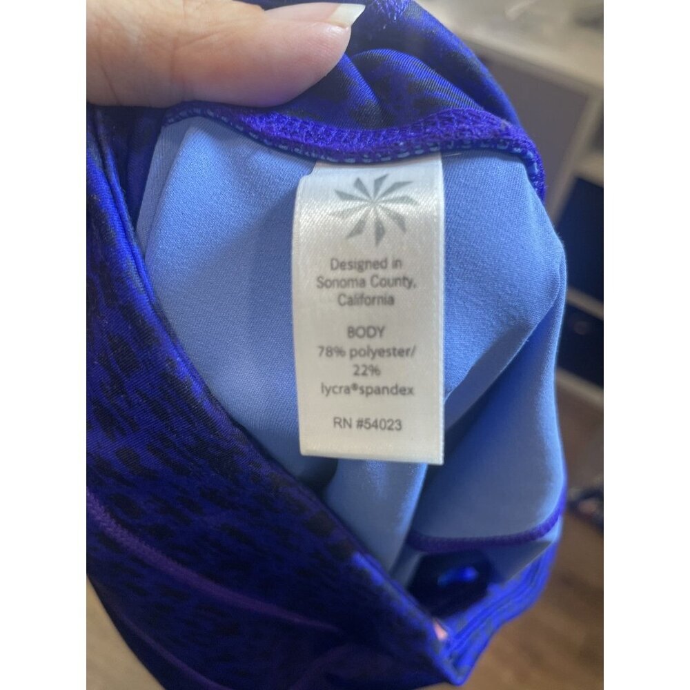 Athleta Asym Camo Sonar 7/8 Leggings Cobalt Blue Stripe Pocket Compression SZ‎ S - Picture 9 of 11